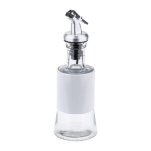 Galheteiro 200ml Corpo De Vidro E Aço Pintado Branco