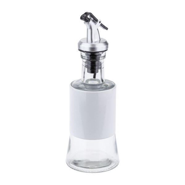 Galheteiro 200ml Corpo De Vidro E Aço Pintado Branco