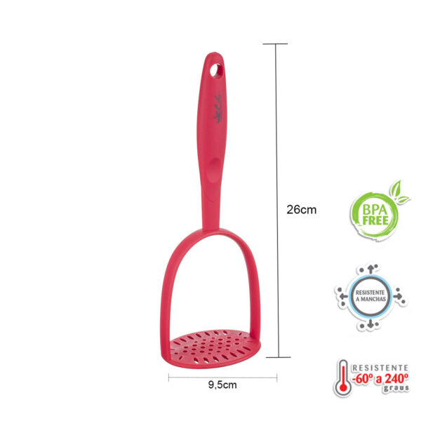 Amassador de Legumes Nylon Vermelho 26cm - Image 3