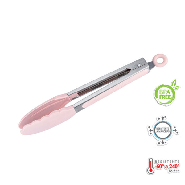 Pegador Inox C/ Ponta Em Silicone Rosa 23cm - Image 2