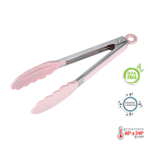 Pegador Inox C/ Ponta Em Silicone Rosa 23cm - Image 3