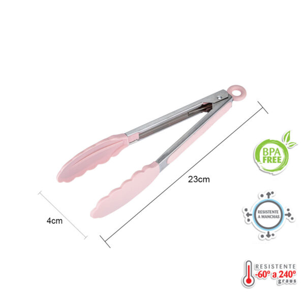Pegador Inox C/ Ponta Em Silicone Rosa 23cm - Image 4