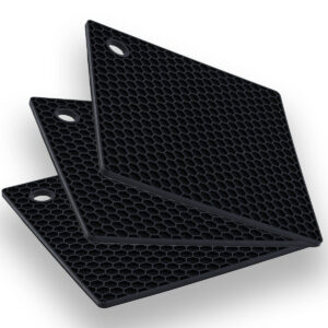 Kit Três Descanso Quadrado Preto 17cm Weck