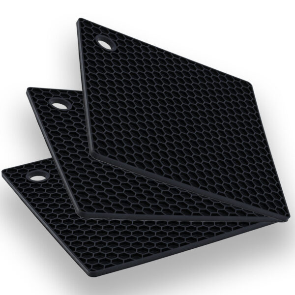 Kit Três Descanso Quadrado Preto 17cm Weck