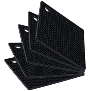 Kit Cinco Descanso Quadrado Preto 17cm Weck