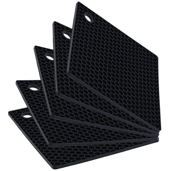 Kit Cinco Descanso Quadrado Preto 17cm Weck