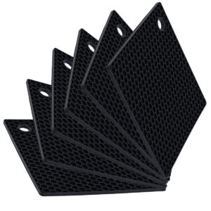 Kit Seis Descanso Quadrado Preto 17cm Weck