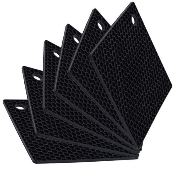 Kit Seis Descanso Quadrado Preto 17cm Weck