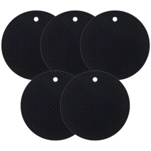 Kit Cinco Descanso Redondo Preto 18cm Weck