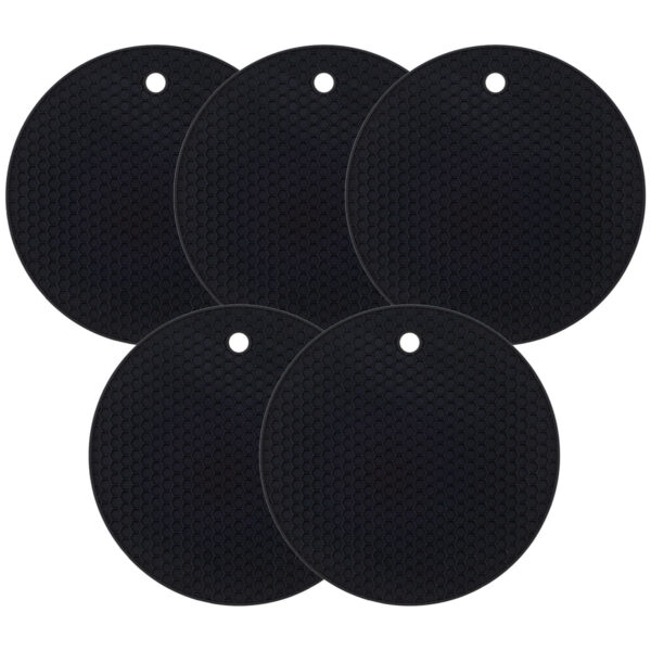 Kit Cinco Descanso Redondo Preto 18cm Weck