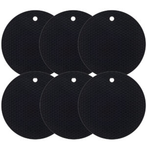Kit Seis Descanso Redondo Preto 18cm Weck