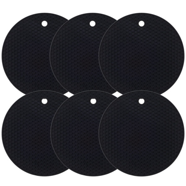 Kit Seis Descanso Redondo Preto 18cm Weck