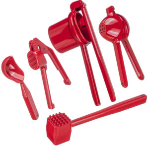 Kit Utensílios de Cozinha de Aluminio Completo Vermelho Weck