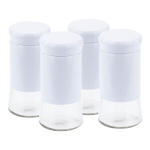 Kit Quatro Porta Condimento e Saleiro Branco com Tampa Weck