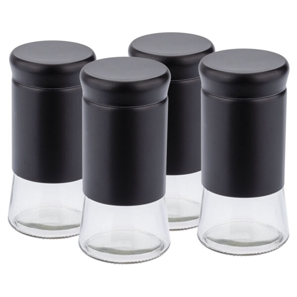 Kit Quatro Porta Condimento e Saleiro Preto com Tampa Weck