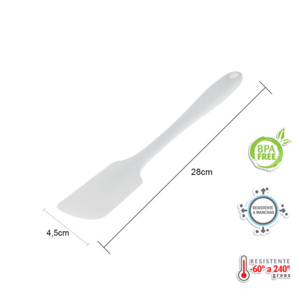 Espátula Reta Silicone 28cm Branca - Imagem 2