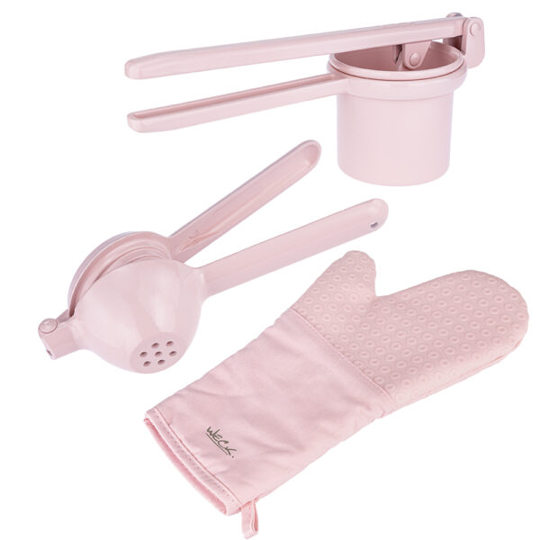 Kit Utensílios Rosa Luva e Espremedor de Batata e Limão