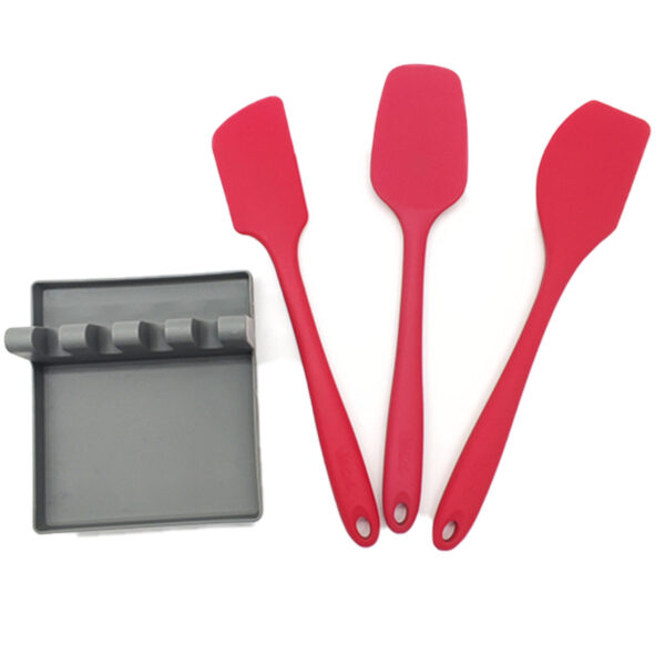 Kit Espátulas de Silicone Vermelho com Descanso