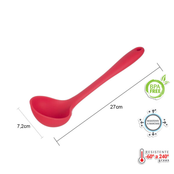 Kit utensílios de Silicone Vermelho com Descanso - Imagem 4