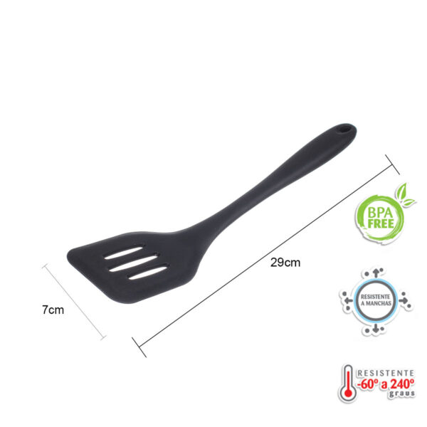 Kit de 5 utensílios de Silicone Preto com Descanso - Imagem 3