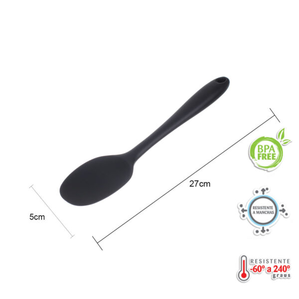 Kit de 5 utensílios de Silicone Preto com Descanso - Imagem 4