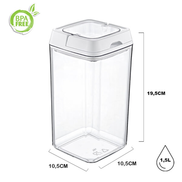 Pote de Acrílico Hermético Weck Quadrado Tampa 1,5Lt Branco - Imagem 5