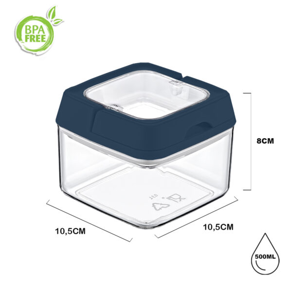 Pote de Acrílico Hermético Weck Quadrado Tampa 500ml Azul - Imagem 7