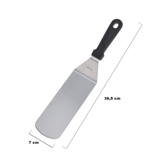 Espátula Longa Curva Profissional  em Aço Inox c/ Cabo em  Polipropileno Preto 35,5 x 7cm Weck - Imagem 5