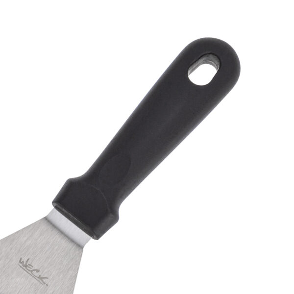 Espátula Longa Curva Profissional  em Aço Inox c/ Cabo em  Polipropileno Preto 35,5 x 7cm Weck - Imagem 3