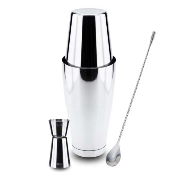 Kit Coqueteleira Boston Dosador e Colher Bailarina 30cm