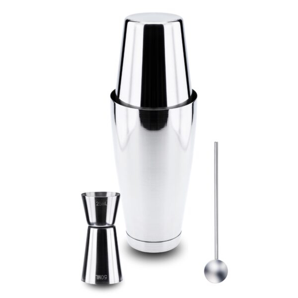 Kit Coqueteleira Boston Dosador e Colher Canudo Weck