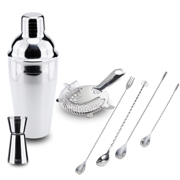Kit Coqueteleira Dosador Coador e Jogo de Colheres Bailarina