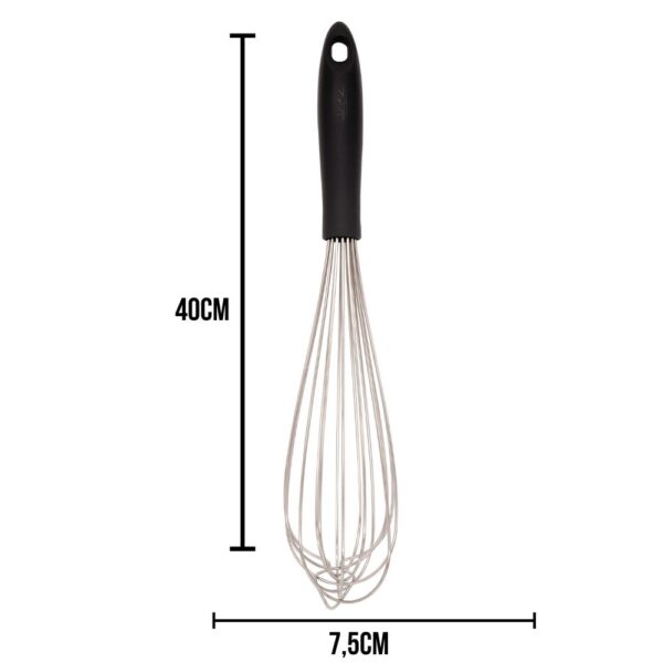 Batedor Manual Profissional Aço Inox Weck 40cm Cabo PP Preto - Image 4