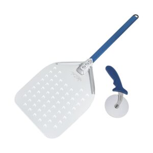 Kit Pá De Pizza Perfurada Curta 30,5x35,5cm e Cortador Weck