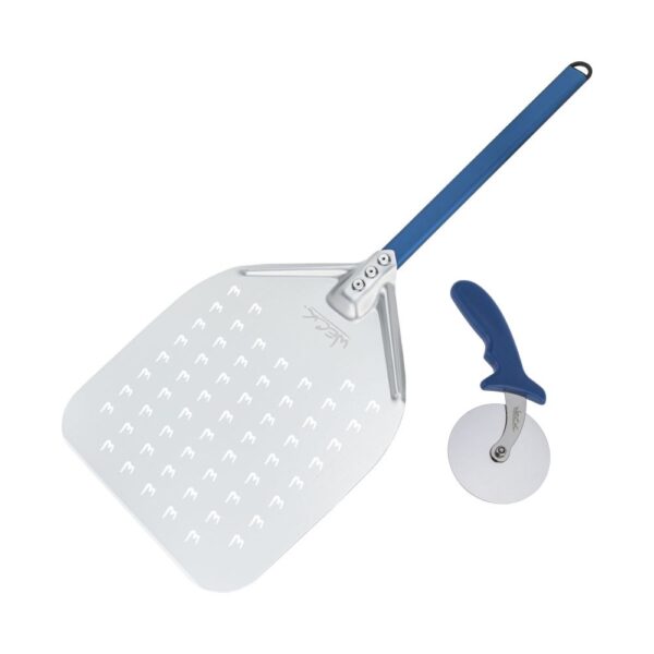 Kit Pá De Pizza Perfurada Curta 30,5x35,5cm e Cortador Weck
