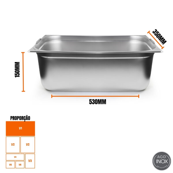 Cuba Gastronomica Padrão Gn 1/1 150mm Aço Inox c/ Alça Weck - Imagem 5