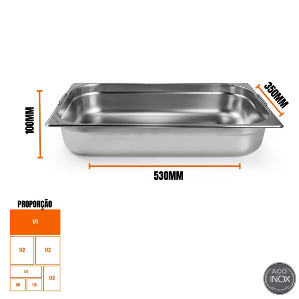 Cuba Gastronomica Padrão Gn 1/1 100mm Aço Inox c/ Alça Weck - Imagem 5