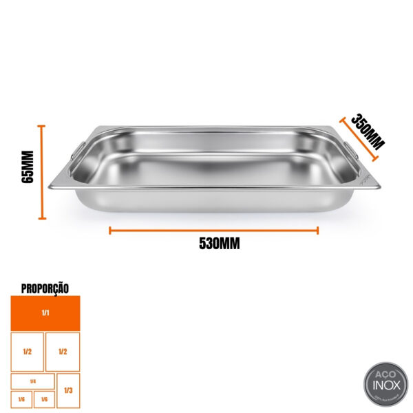 Cuba Gastronomica Padrão Gn 1/1 65mm Aço Inox c/ Alça Weck - Imagem 5