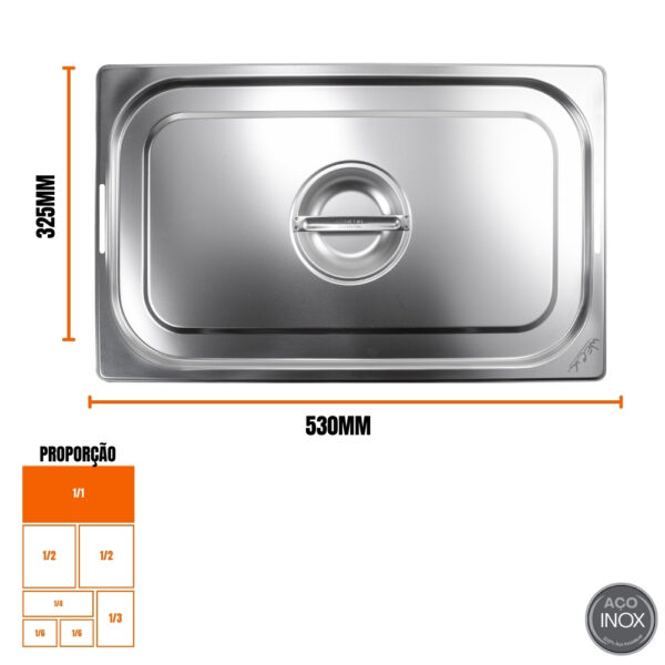 Tampa com recorte Cuba Gastronômica Padrão GN Inox 1/1 Weck - Imagem 5
