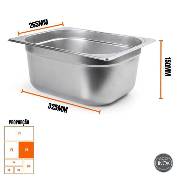Cuba Gastronomica Padrão Gn 1/2 150mm Aço Inox Weck - Imagem 5