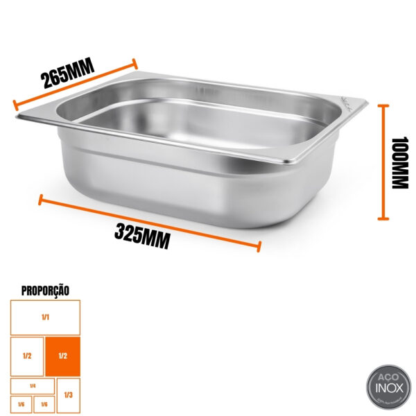 Cuba Gastronomica Padrão Gn 1/2 100mm Aço Inox Weck - Imagem 6