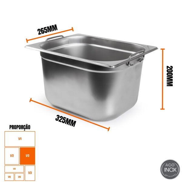 Cuba Gastronomica Padrão Gn 1/2 200mm Aço Inox c/ Alça Weck - Imagem 5