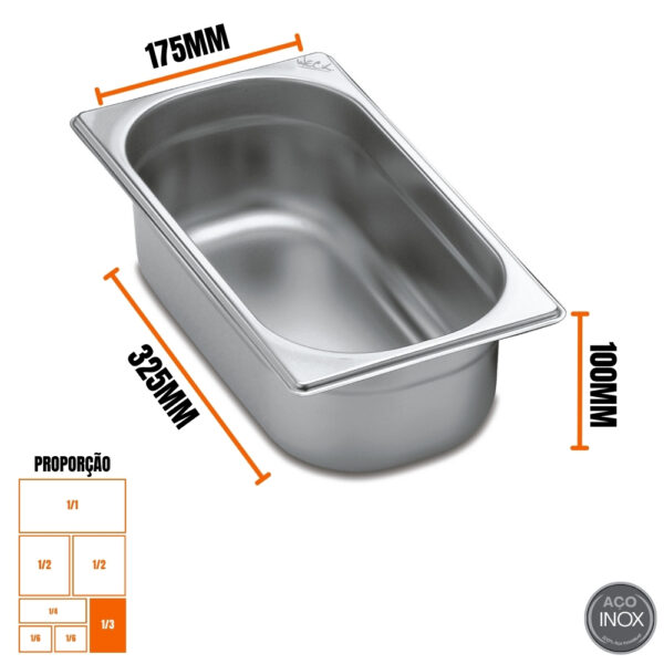 Cuba Gastronomica Padrão Gn 1/3 100mm Aço Inox Weck - Imagem 4