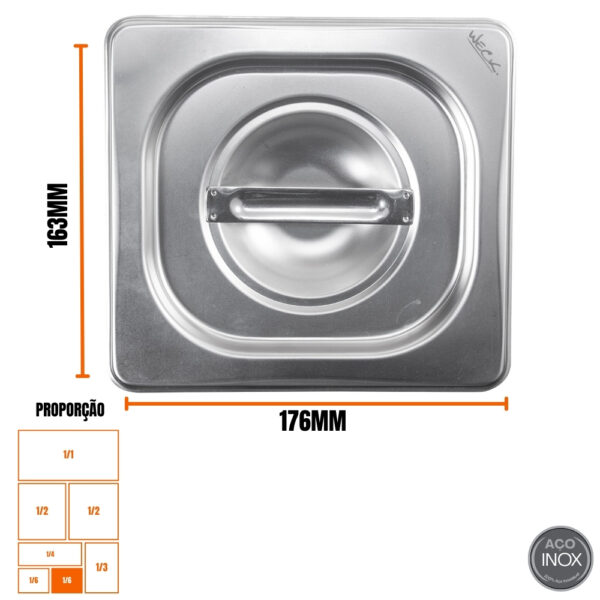 Tampa para Cuba Gastronômica Padrão GN Inox 1/6 - Weck - Imagem 5